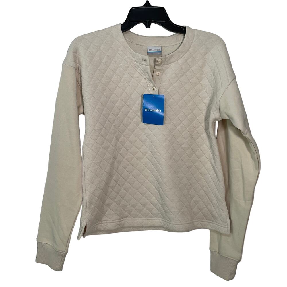 Columbia Women's Hart Mountain Quilted Crewneck Top, chalk cream, XS